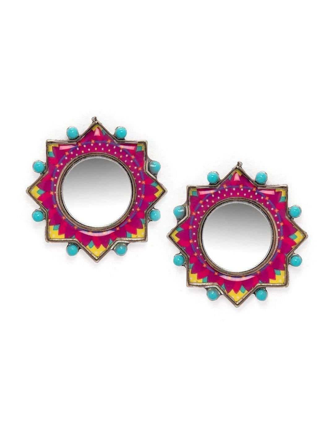 Rubans Set Of 2, Oxidized Finish With Multicolor Stone Studded Earrings Earrings