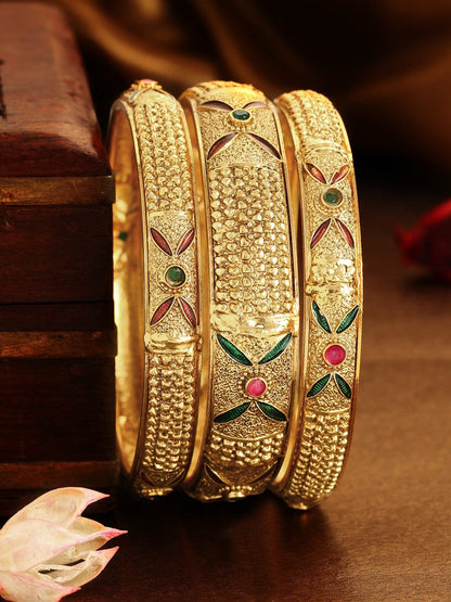 Rubans Set of 3 22K Gold Plated Handcrafted Bangles Bangles &amp; Bracelets