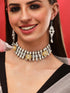 Rubans Silver Oxidised Necklace Set With Gold Toned Studded Kundan Necklace Set