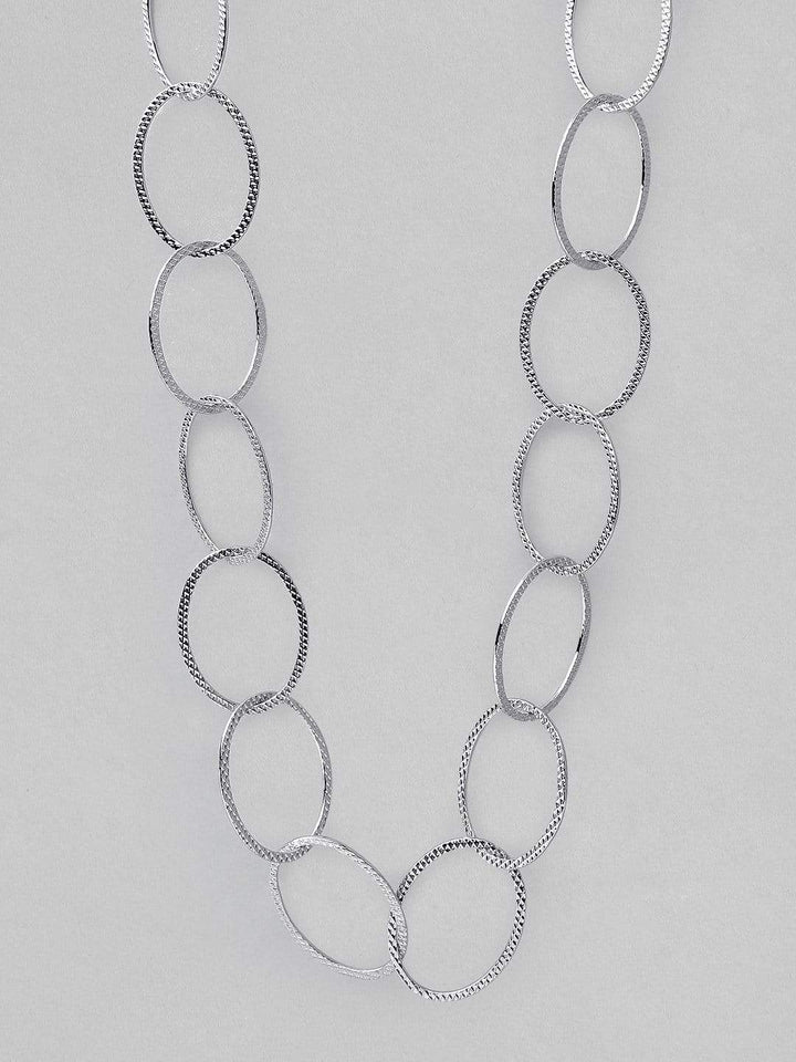 Rubans Silver Plated Handcrafted Inter linked Long Necklace Chain & Necklaces