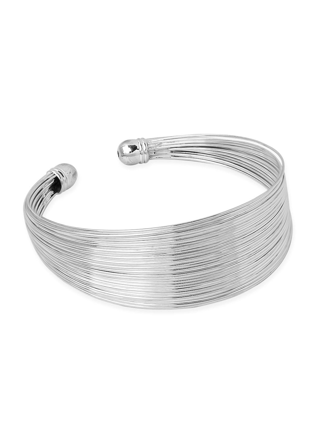 Rubans Silver Plated Handcrafted Multi String Bracelet Bangles & Bracelets