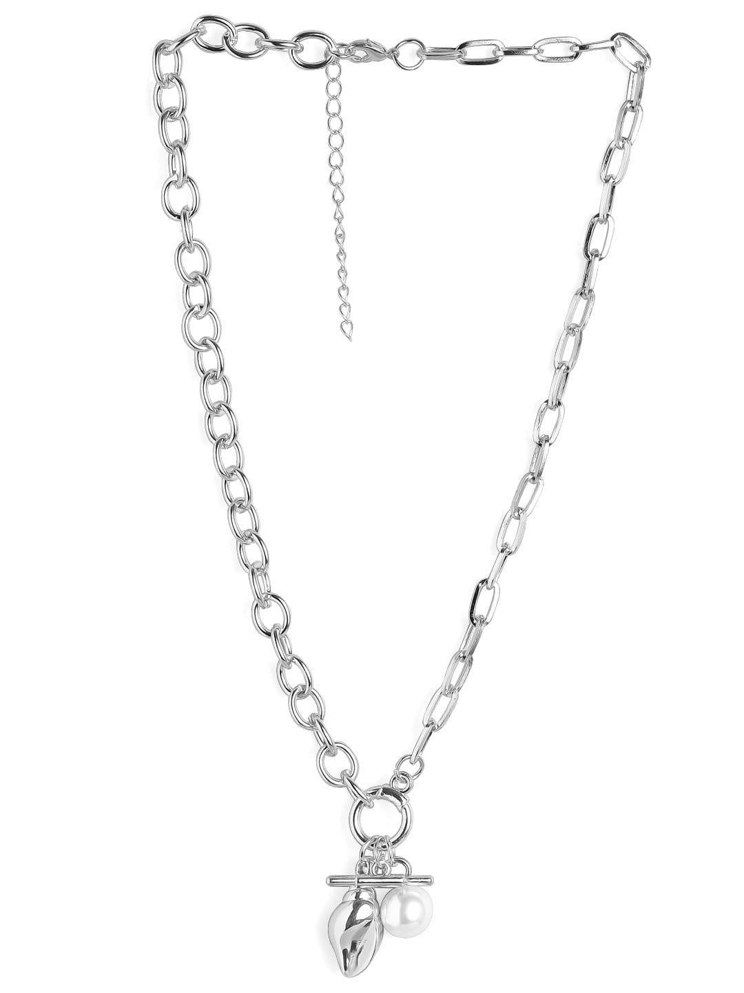 Rubans Silver Plated Handcrafted Shunk Interlinked Chain Necklace Chain & Necklaces