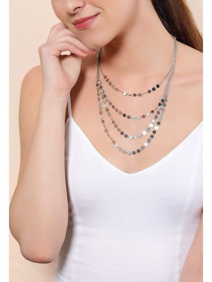 Rubans Silver Plated Multi Layer Necklace Chain & Necklaces