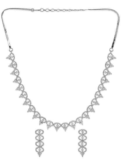 Rubans Silver-Plated Necklace Set With American Diamonds. Necklace Set