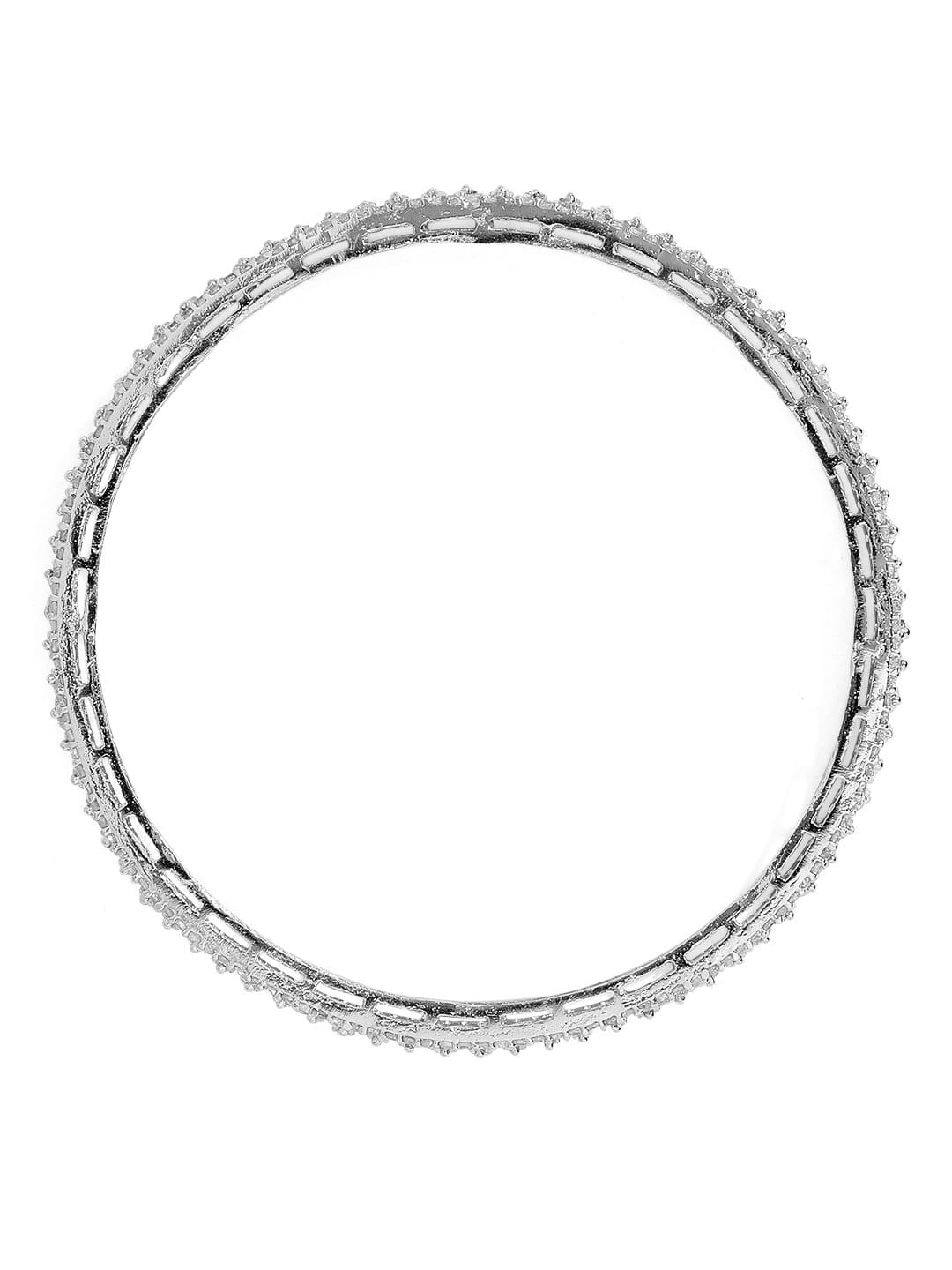 Rubans Silver Plated Zirconia Stone Studded Set of 2 Bangles. Bangles &amp; Bracelets