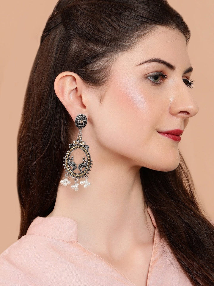 Rubans Silver-Toned Circular Drop Earrings Earrings