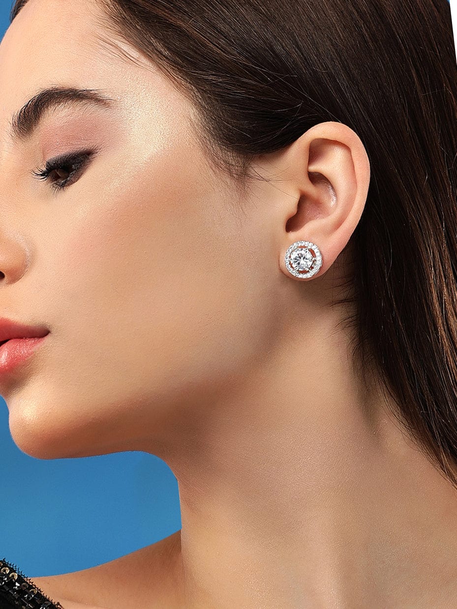 Rubans Silver-Toned Circular Studs Earrings Earrings