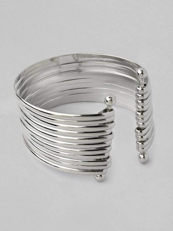Rubans Silver Toned Multi Layered Adjustable Bracelet Bangles & Bracelets