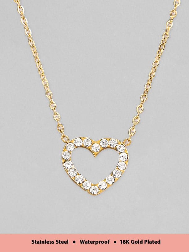 Rubans Voguish 18K Gold Plated Stainless Steel Waterproof Chain With Heart Charm. Chain & Necklaces