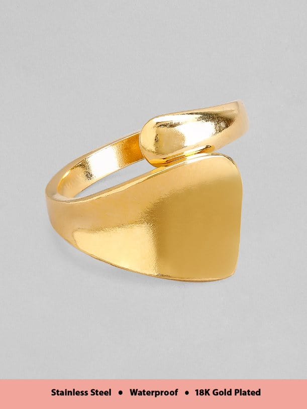 Rubans Voguish 18K Gold Plated Stainless Steel Waterproof Contemporary Open Ring. Rings
