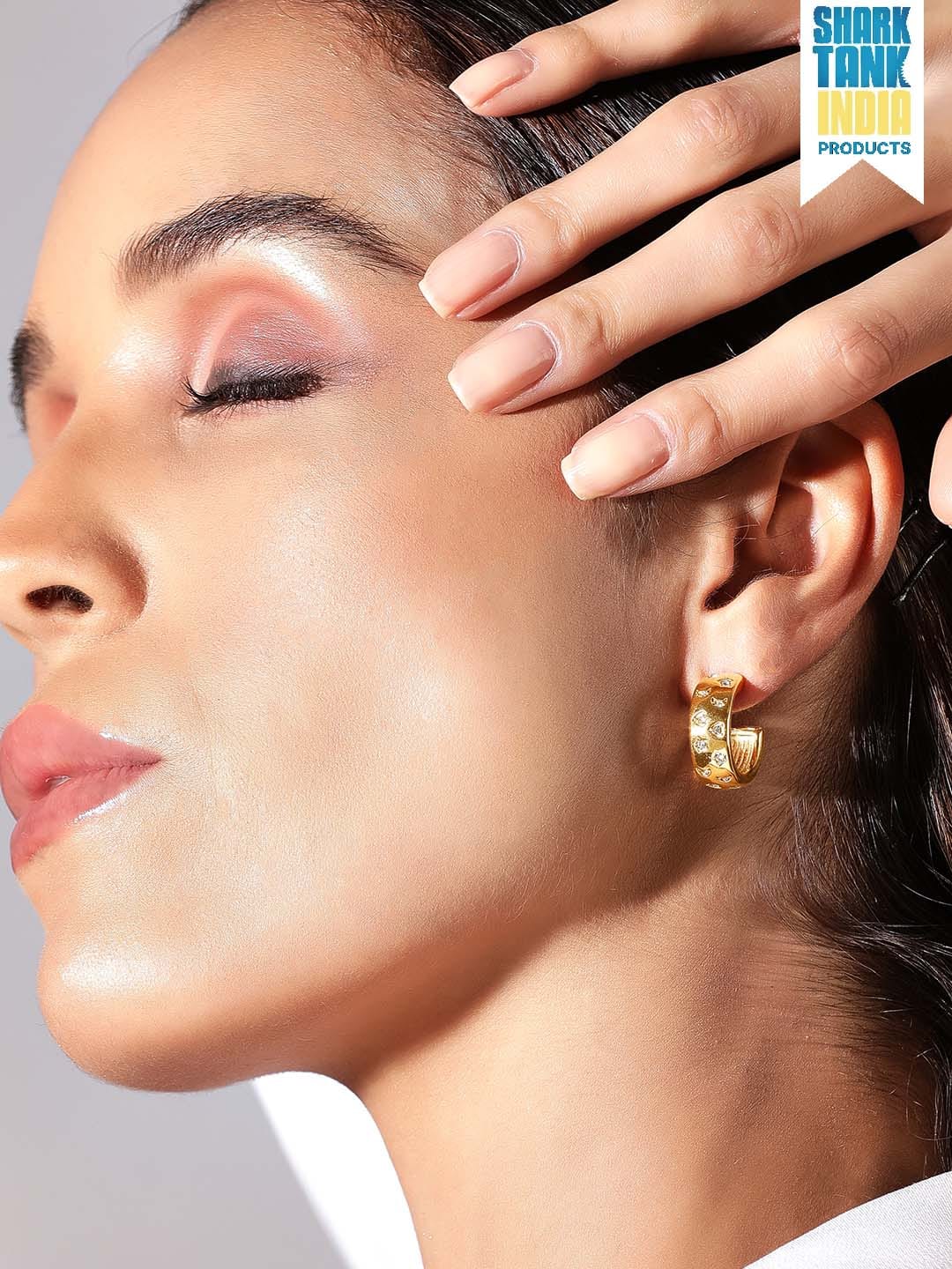Round,Oval Golden Stainless Steel Hoop Earrings