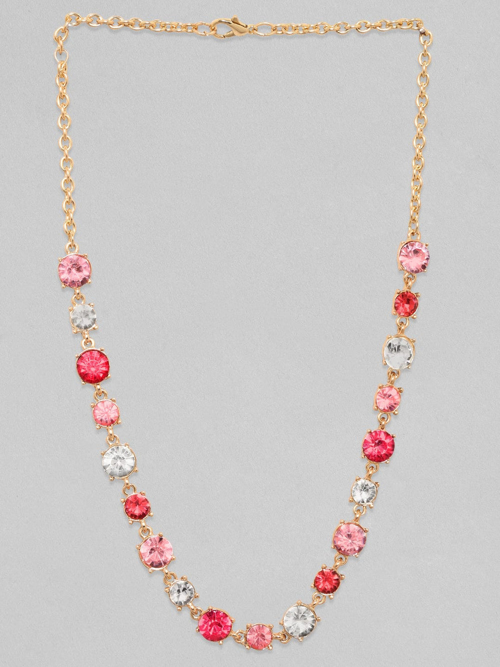 Rubans Voguish 18K Gold Plated White & Pink Zircons Studded Chain. Chain & Necklaces