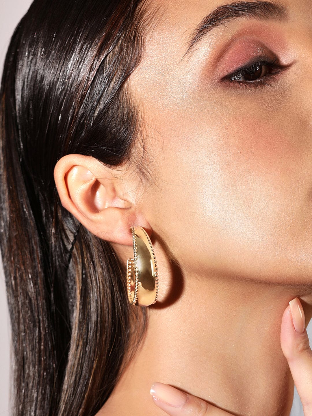 Rubans Voguish 24K Gold Plated Contemporary Hoop Earrings Earrings