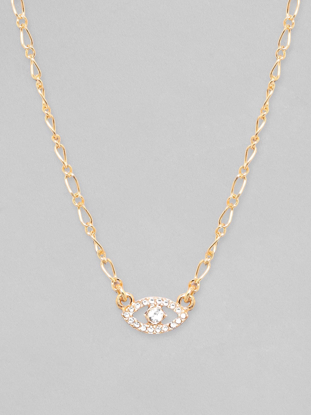 Rubans Voguish Gold-Plated CZ Studded Contemporary Pendant With Chain Anklet
