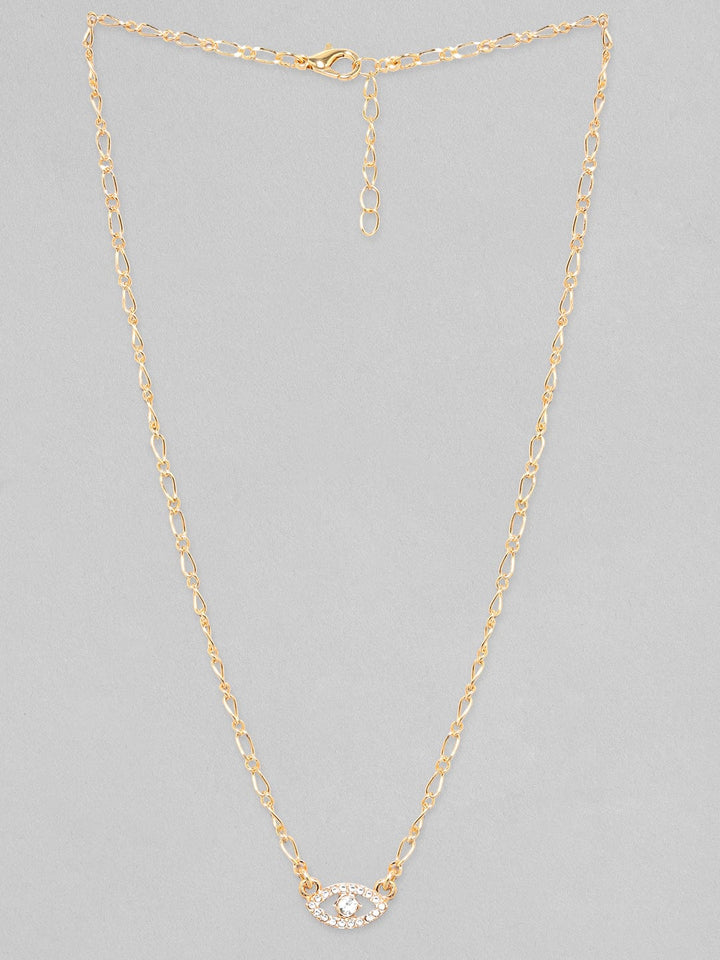 Rubans Voguish Gold-Plated CZ Studded Contemporary Pendant With Chain Anklet