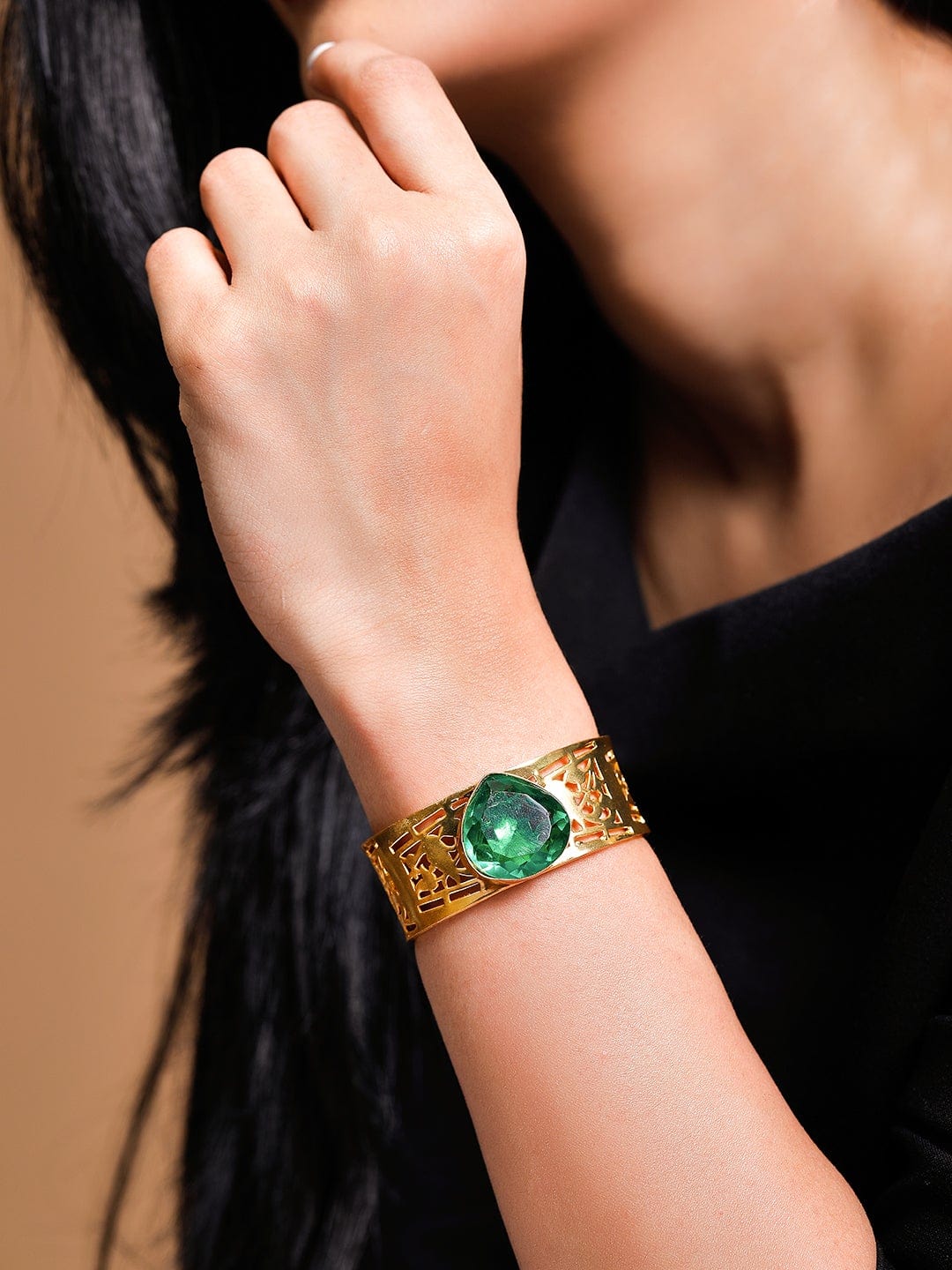 Rubans Voguish Gold Plated Emerald Bracelet Bangles &amp; Bracelets