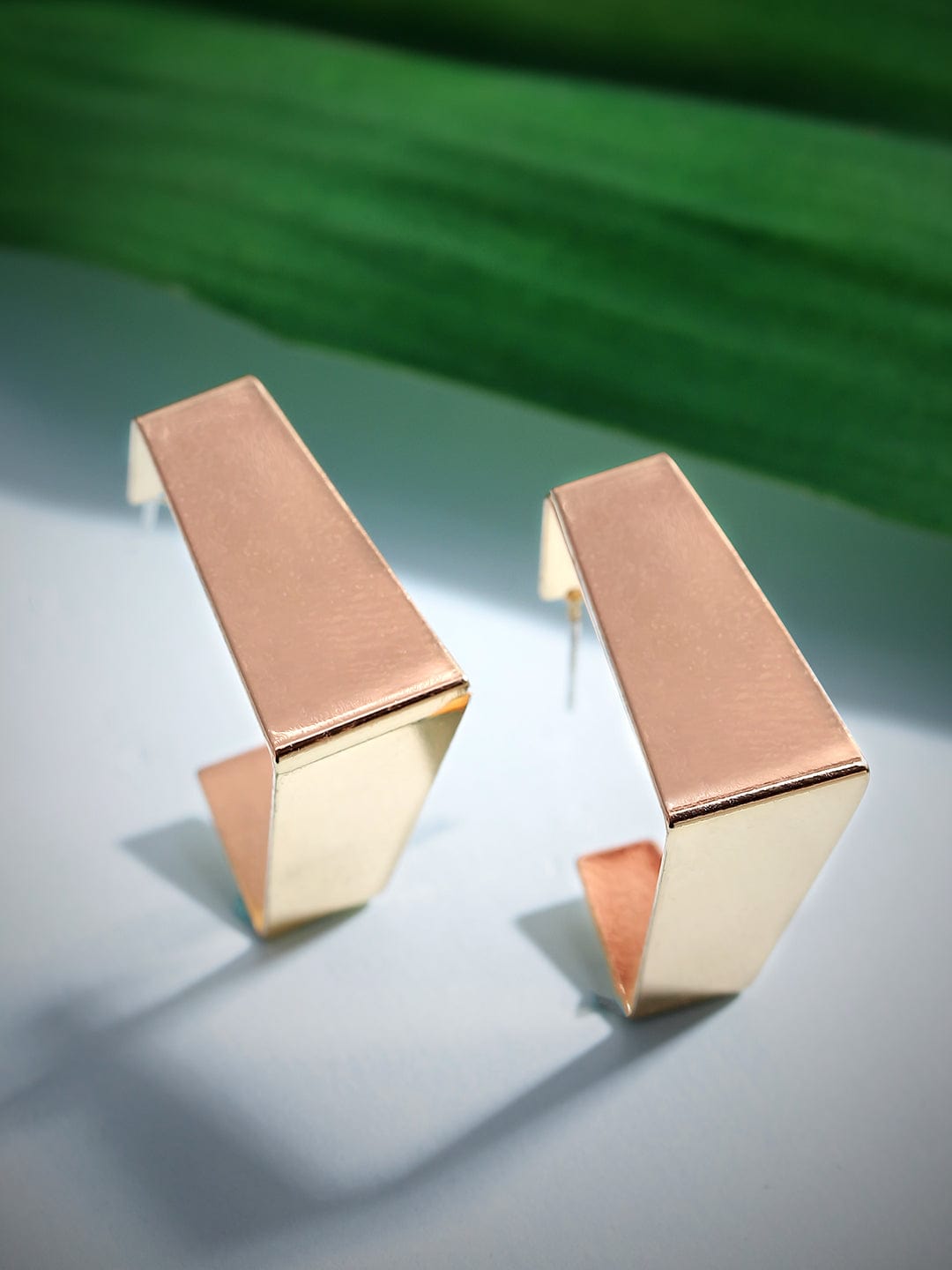 Rubans Voguish Gold-Toned Gold Plated Geometric Studs Earrings Earrings