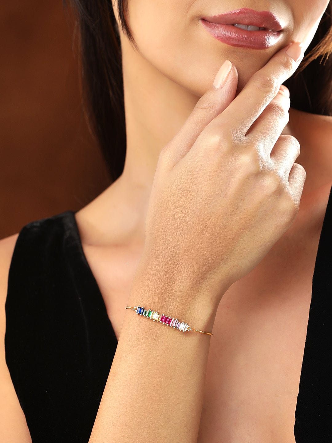 Rubans Voguish Multi Color Stone Studded Handcrafted Bracelet Bracelets
