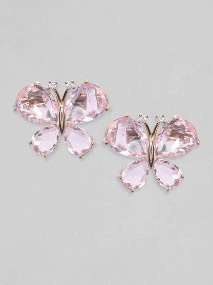 Rubans Voguish Pink Zircon Stones Butterfly Stud Earrings. Earrings