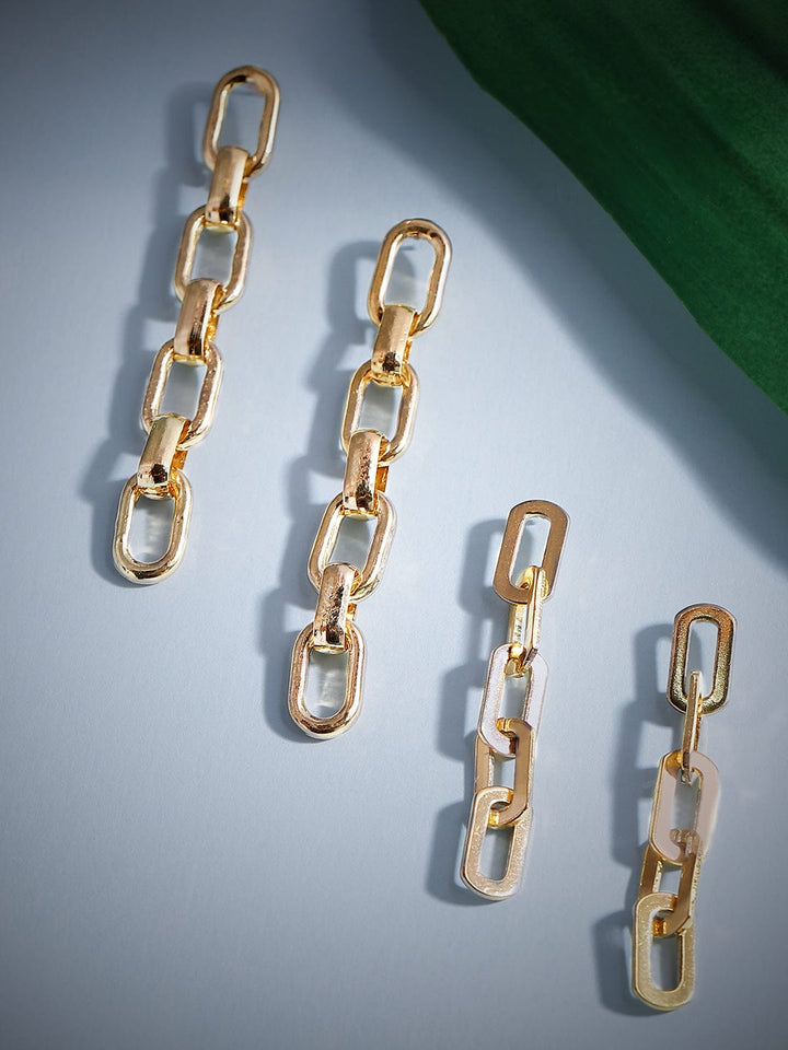 Rubans Voguish Set of 2  Gold-Toned Classic Drop Earrings Earrings
