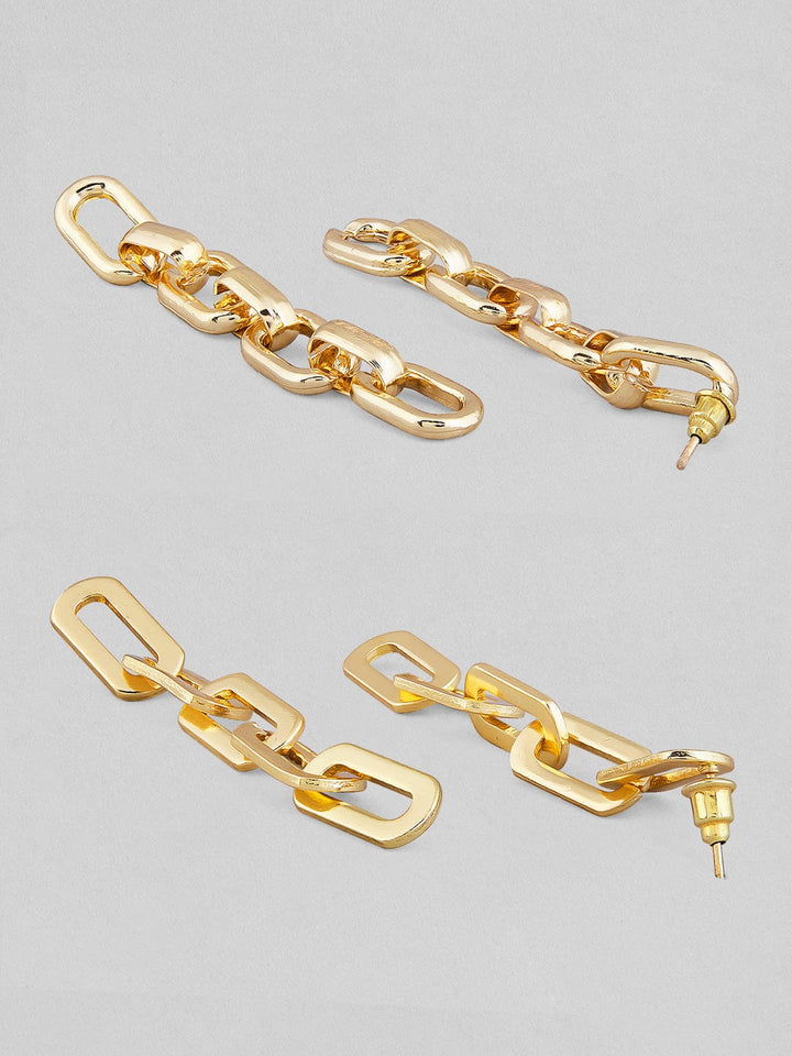 Rubans Voguish Set of 2  Gold-Toned Classic Drop Earrings Earrings