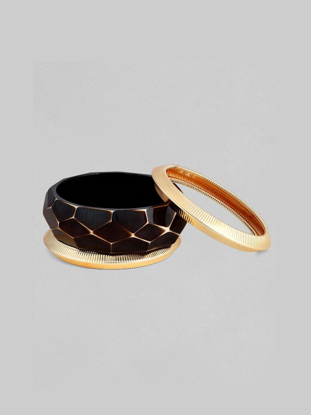 Rubans Voguish Set of 3 Brown Gold-Plated Handcrafted Bangles Bangles & Bracelets