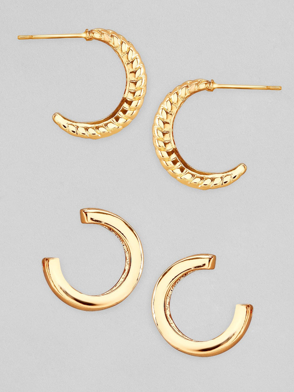Rubans Voguish Set Of 3 Gold Toned Pearl Studded Classy Hoop Earrings. Earrings