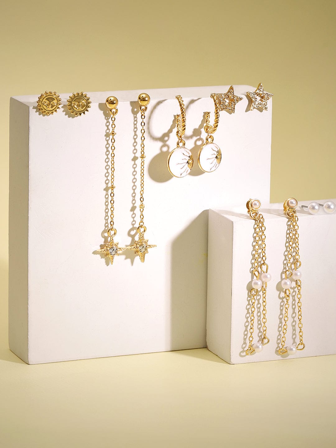 Rubans Voguish Set Of 6 Gold-Plated Classic Drop Earrings Earrings
