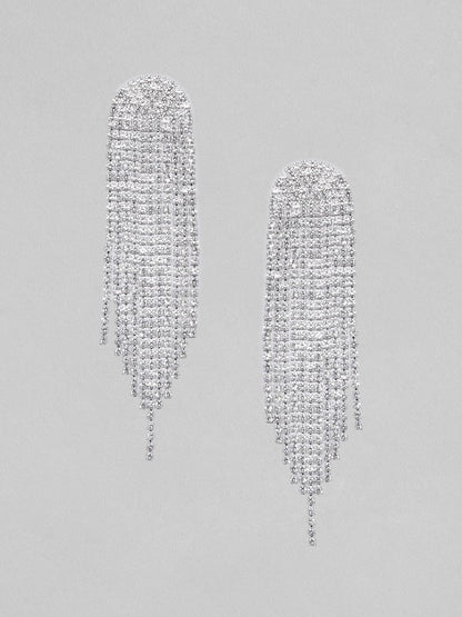 Rubans Voguish Silver Shimmery Fringe Earrings Earrings