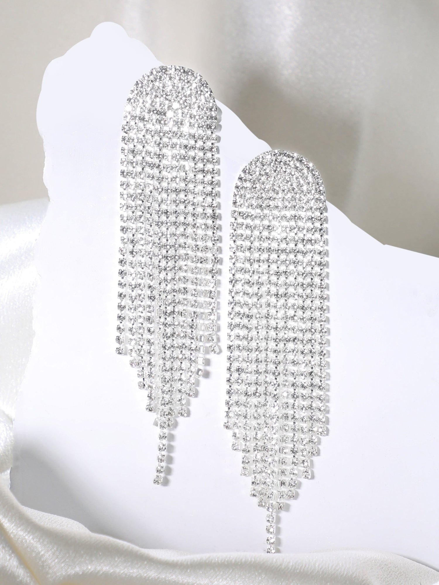 Rubans Voguish Silver Shimmery Fringe Earrings Earrings