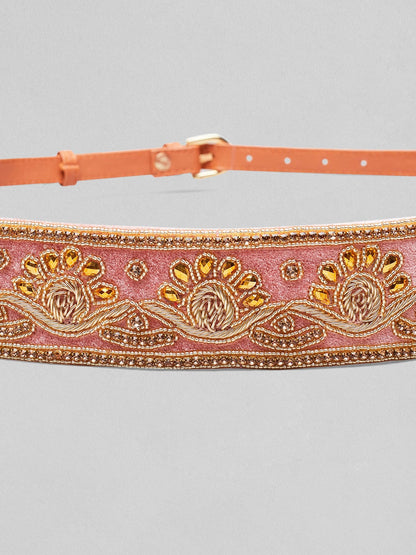 Rubans Women Pink &amp; White Beaded Belt . Belt