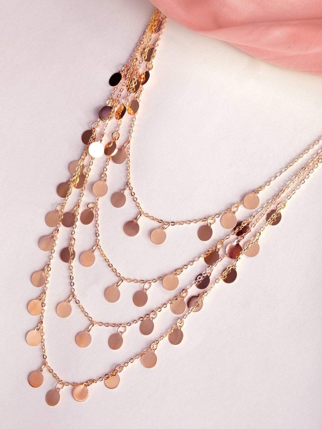 Rubans Women Rose Gold-Plated Layered Handcrafted Necklace Chain & Necklaces