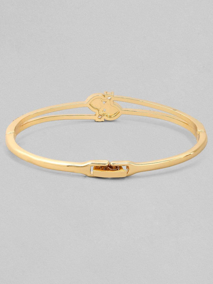 Rubans Zircon Studded Gold Plated Handcrafted Heart Shape Bracelet Bangles & Bracelets