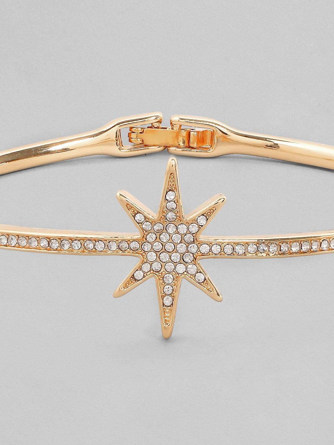 Rubans Zircon Studded Gold Plated Handcrafted Star Shape Bracelet Bangles & Bracelets