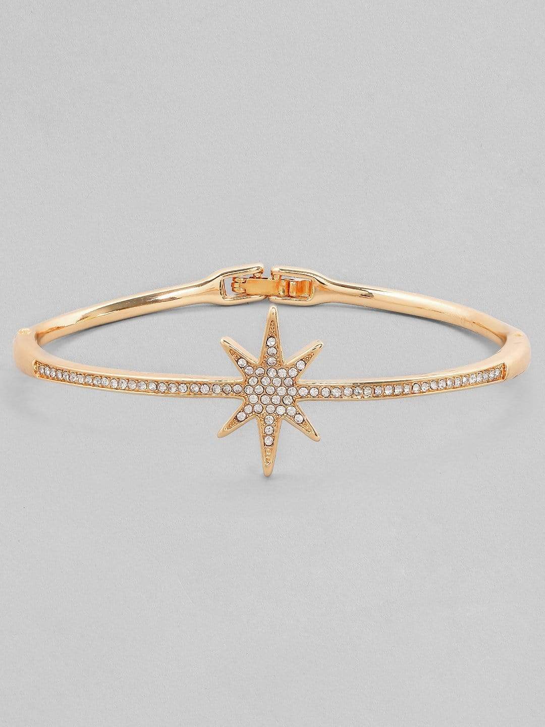 Rubans Zircon Studded Gold Plated Handcrafted Star Shape Bracelet Bangles & Bracelets