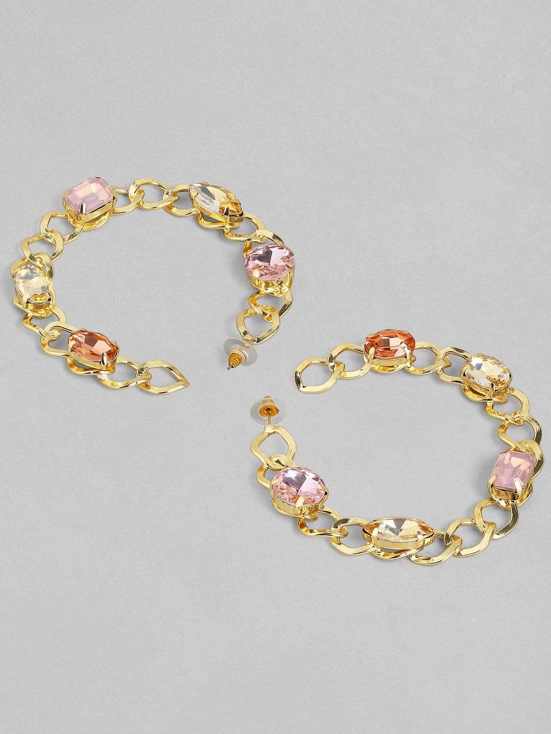 Rubanss Gold Plated Handcrafted Crystal Stone Big Hoop Earrings Earrings