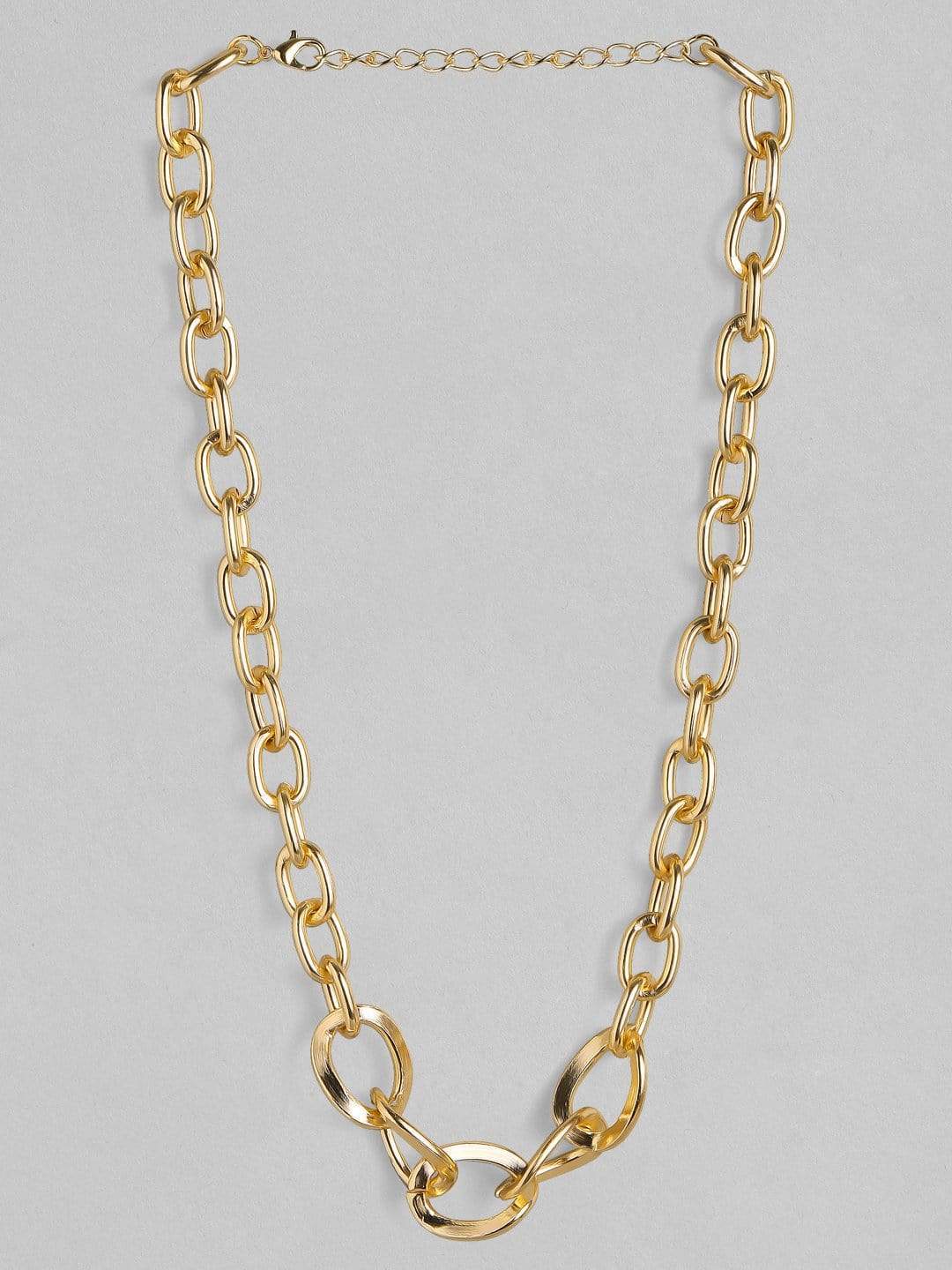 Set of 2 Necklaces- Gold Plated Layered and Round Pendant, Gold Plated Interlink Chain & Necklaces