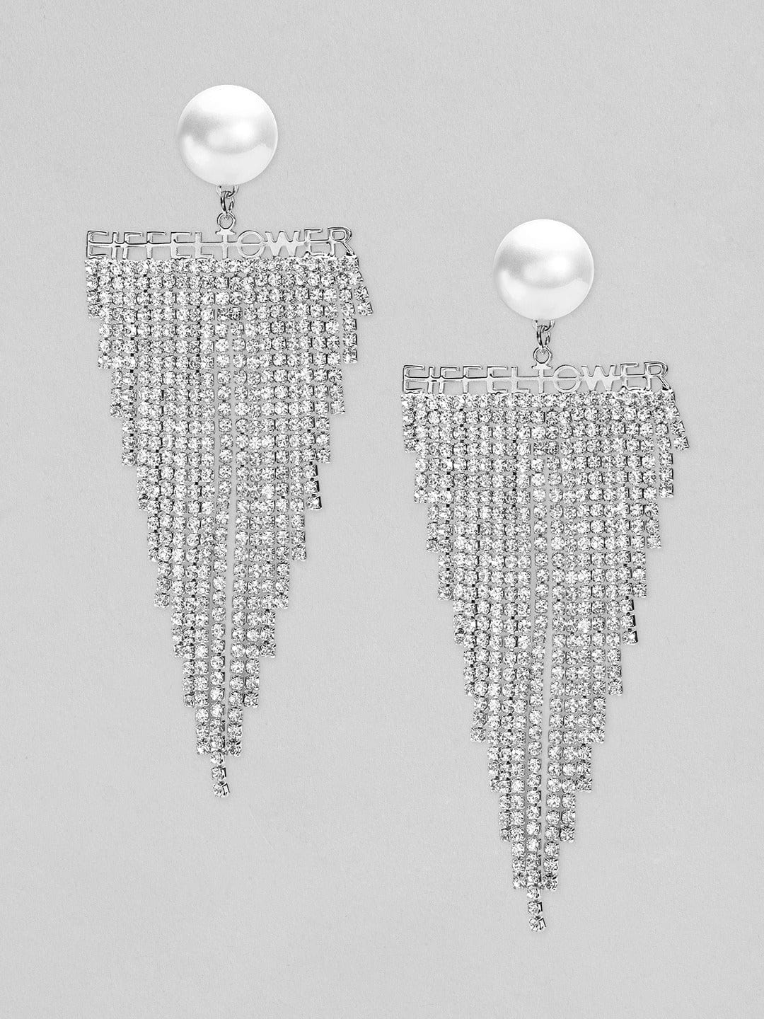 TOKYO TALKIES X rubans FASHION ACCESSORIES Silver-Toned Contemporary Drop Earrings Chain & Necklaces