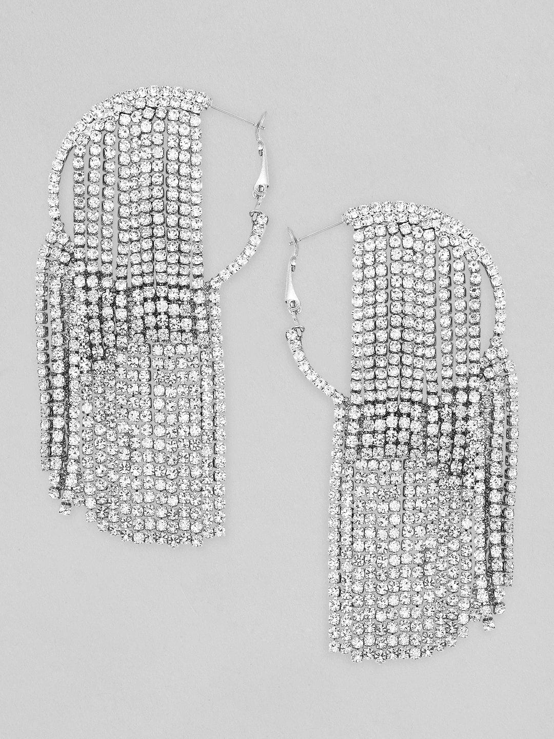 Tokyo Talkies X Rubans Fashion Accessories Silver-Toned &amp; White Contemporary Drop Earrings Earrings